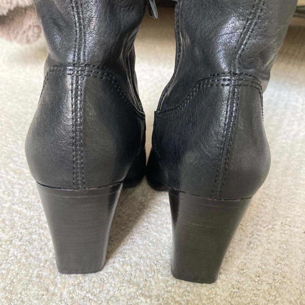 New FRYE Patty Artisan Zip Black Leather Ankle Boot 7.5M - Picture 4 of 7
